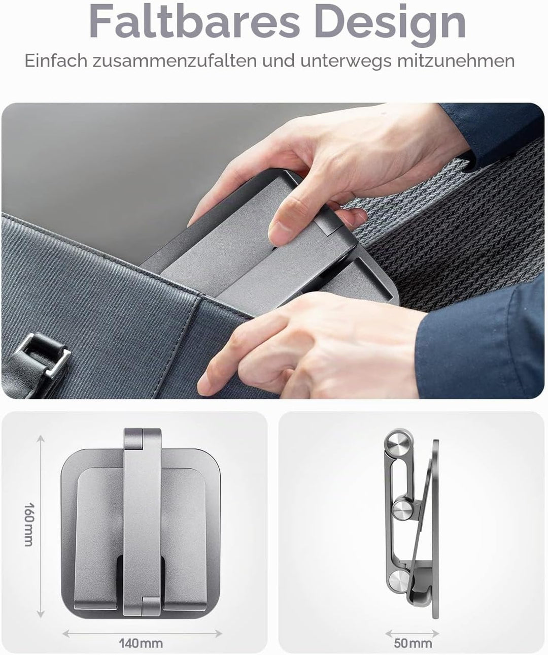 elitehood Höhenverstellbarer Aluminium iPad Ständer, Verstellbare Tablet Halterung für Tisch, Klappb