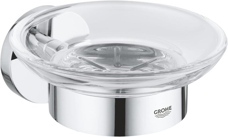 GROHE Start - Seifenschale mit Halter (Material: Glas/ Metall, verdeckte Befestigung), chrom, 411930