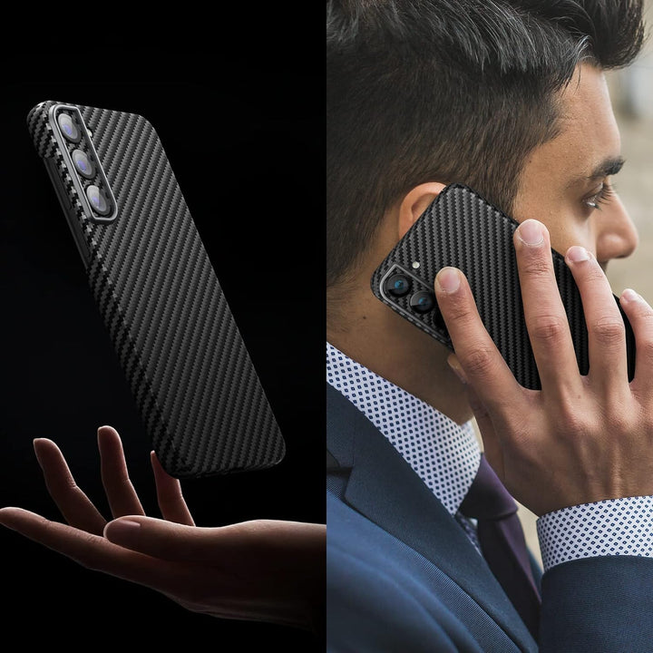 memumi Carbon Hülle für Galaxy S23, 0.5 mm Superdünne, Hülle aus echter Aramidfaser [100% Aramidfase