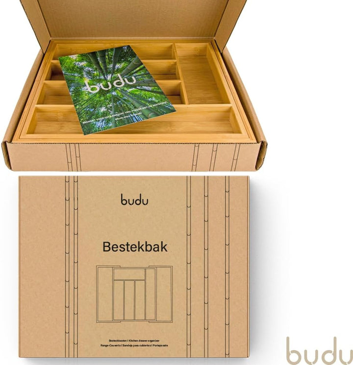 budu Besteckkasten #33,5 (Tiefe 33,5cm) aus Bambus - Schubladen Ordnungssystem für die Küche - Beste