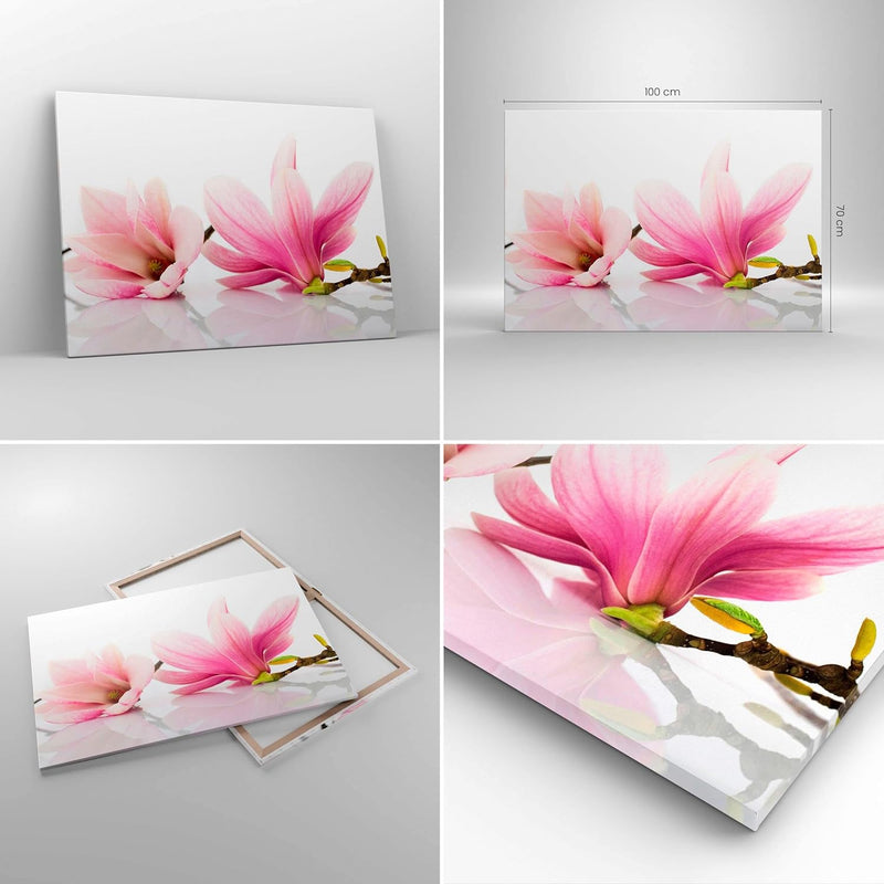 Bilder auf Leinwand 100x70cm Leinwandbild Magnolie blume natur pflanze Gross Wanddeko Bild Schlafzim