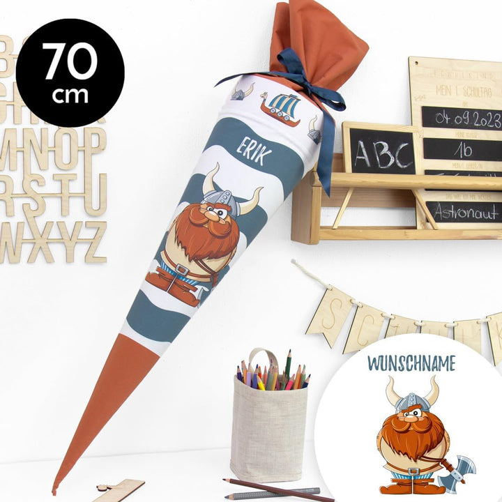 Schultüte aus Baumwolle individualisierbar mit Wunschname personalisierbar mit Schultütenkissen 70 c