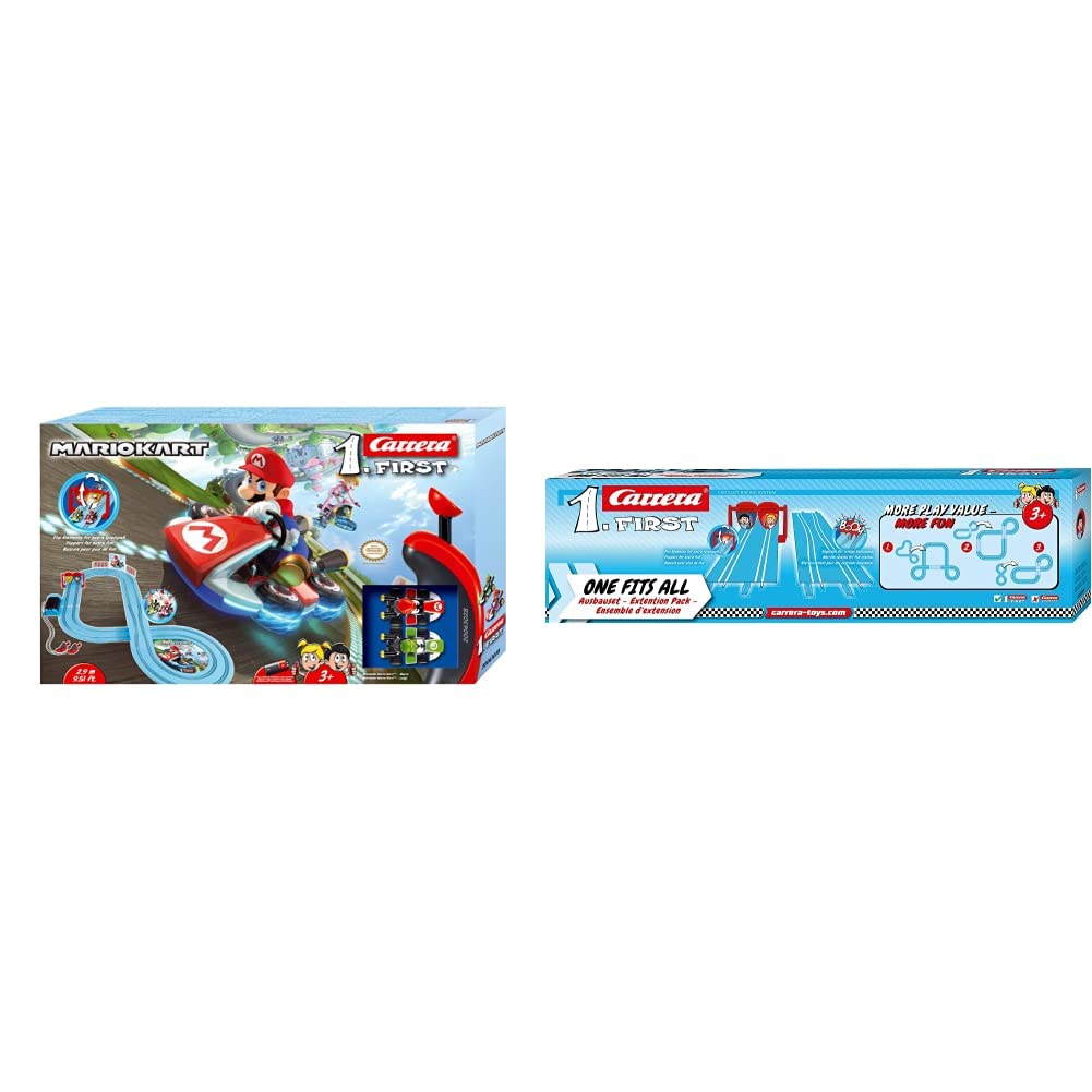 Carrera 20063028 First Nintendo Mario Kart Rennstrecken-Set I 2,9m elektrische Rennbahn mit Strecken