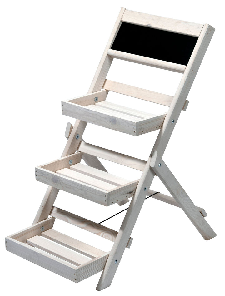 dobar® 29402FSC Blumentreppe 3-stufig mit Kreidetafel | Kompaktes Blumenregal zum Klappen | Blumenle