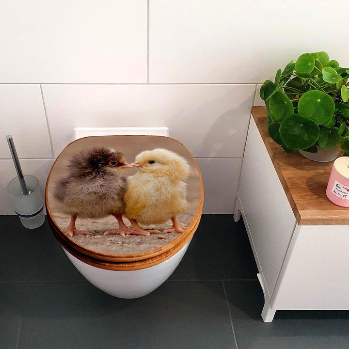 banjado Design WC Sitz Bambus Absenkautomatik 45,8x37,5cm - Toilettendeckel mit Absenkautomatik Holz