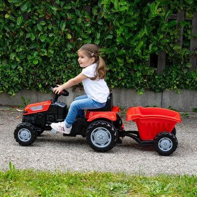 Lemodo Trettraktor ab 3 Jahre | Kinder Traktor in rot| Traktor zum draufsitzen | Kindertraktor mit A