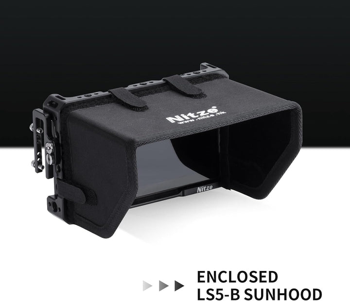 Nitze LUT5 Cage,Monitor Käfig Kit für Feelworld LUT5 5,5" mit HDMI Kabelklemme und Sonnenblende - JT