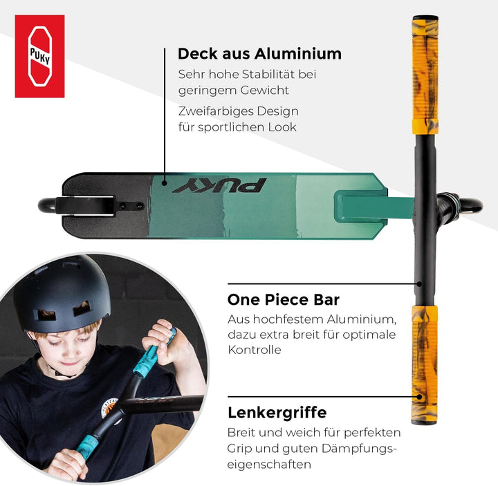PUKY Spin | Hochwertiger Roller für Kinder 5+ | One Piece Bar Aluminium-Lenker | 100mm PU Rollen | L