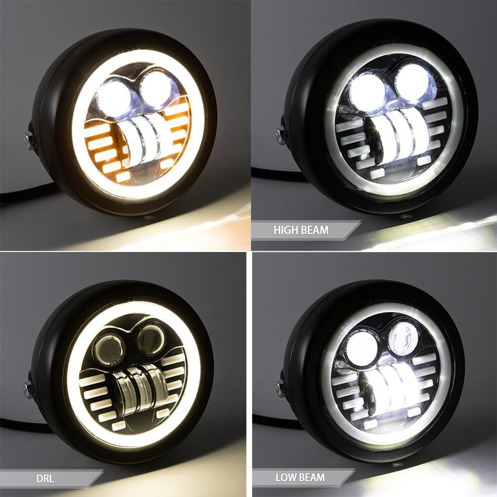 Motorrad LED Frontscheinwerfer, 6,5 Zoll Universal Scheinwerfer Distanz Licht mit Halterung zur Über