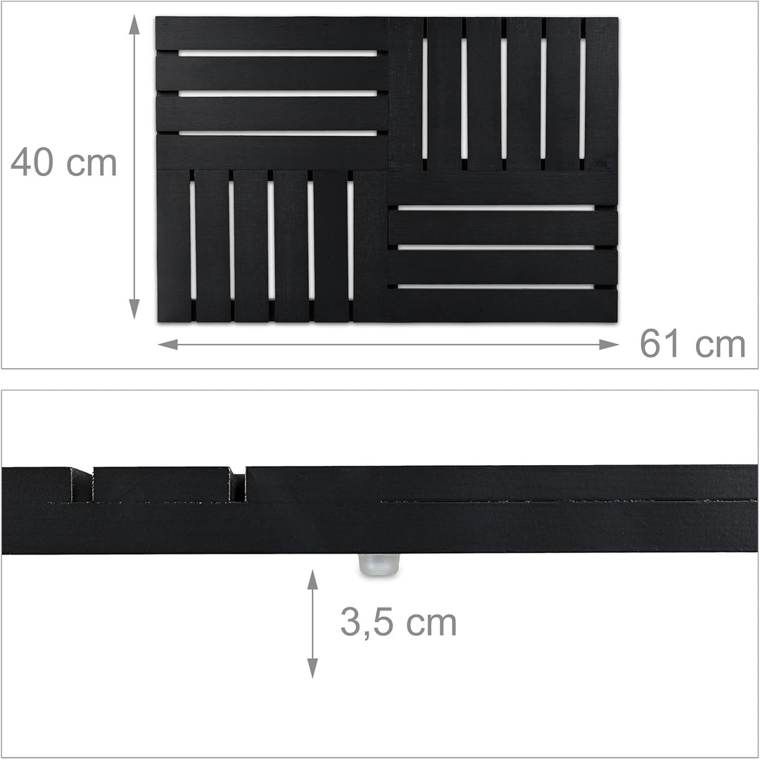 Relaxdays Bambus Badematte, 61 x 40 cm, rutschfeste Duschmatte für Badewanne, Dusche, Sauna, Indoor