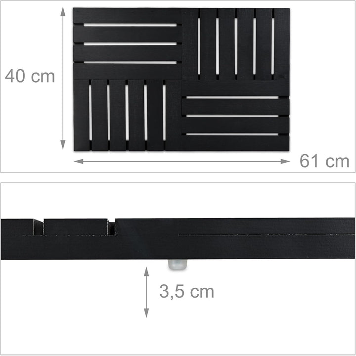 Relaxdays Bambus Badematte, 61 x 40 cm, rutschfeste Duschmatte für Badewanne, Dusche, Sauna, Indoor