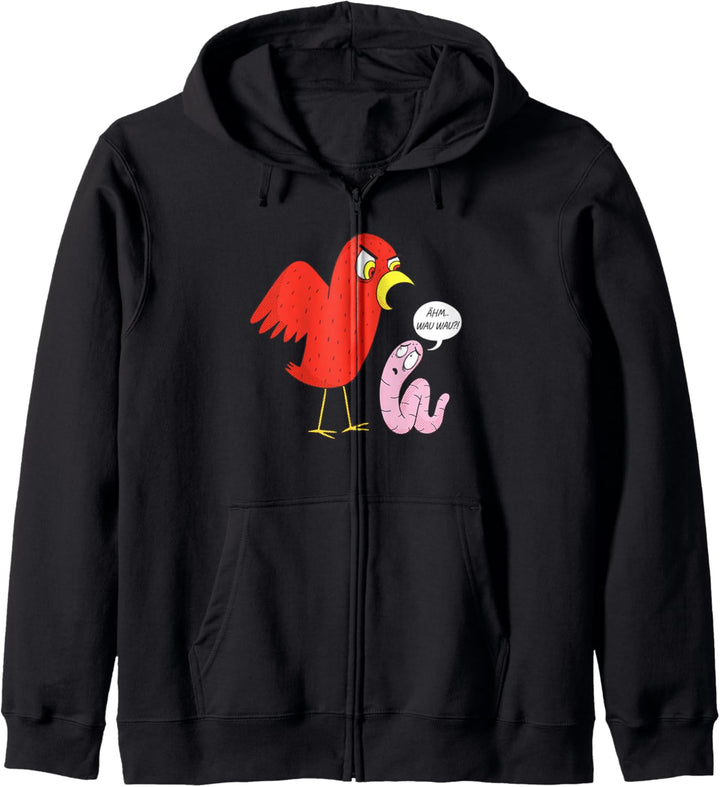 Ähm Wau Wau?! Lustiges Wurm Und Vogel Geschenk Witze Spruch Kapuzenjacke