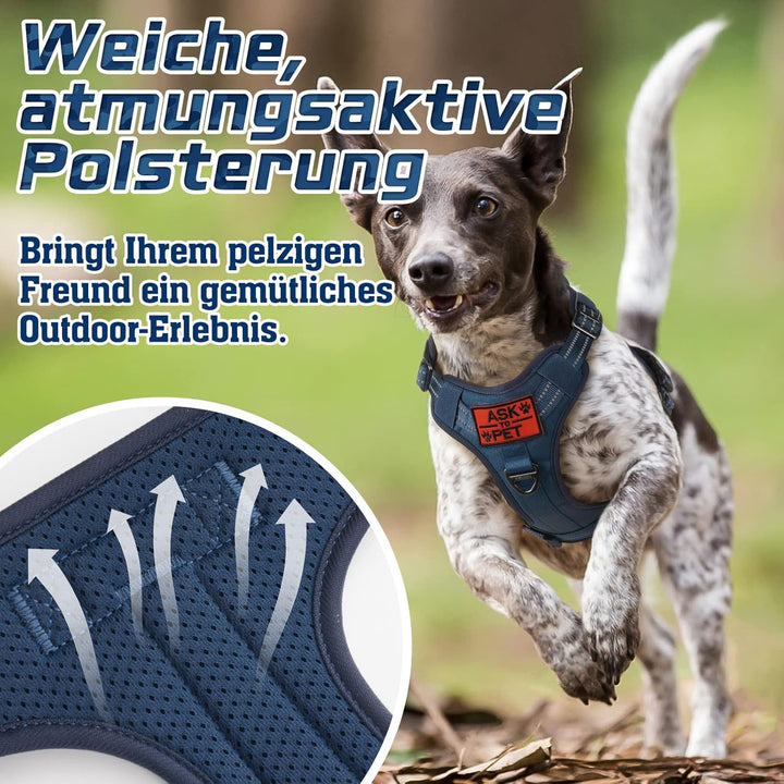rabbitgoo Hundegeschirr Grosse Hunde, Anti Zug Geschirr Hund Verstellbar mit Griffe Verbreitert, Rob