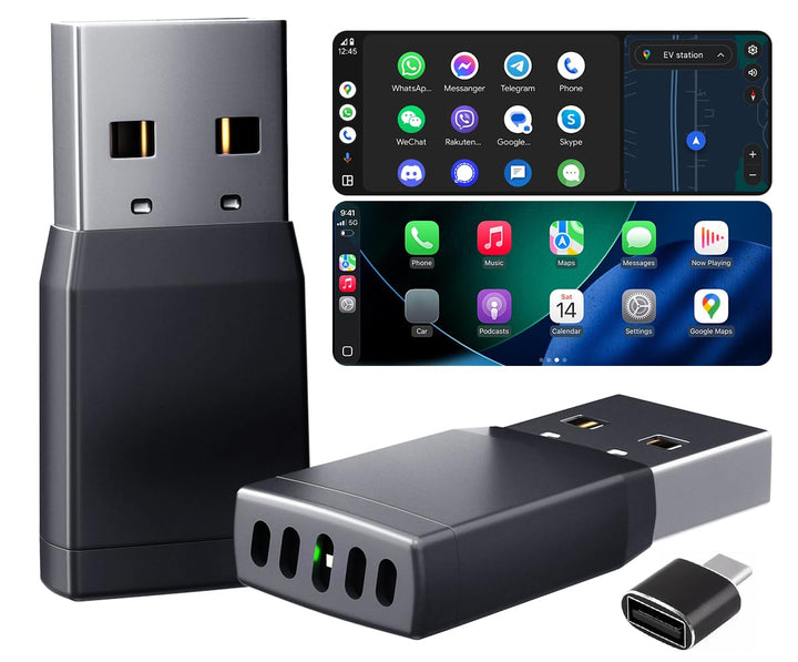 Wireless CarPlay Adapter, 2 in 1 CarPlay & Android Auto Wireless Adapter, Upgrade von Wired auf Wire
