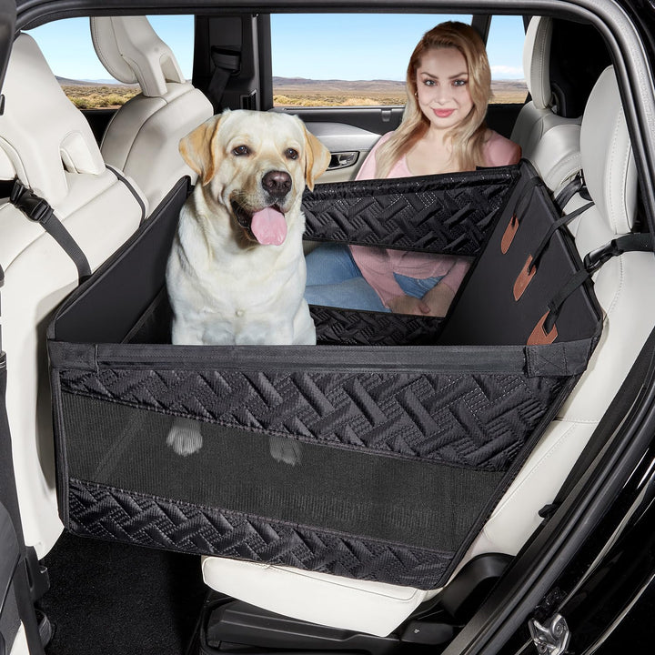 Hunde autositz Rückbank für Mittelgrosse & Grosse Hunde – Sicherheitssitz mit Befestigungsgurt, Ruts