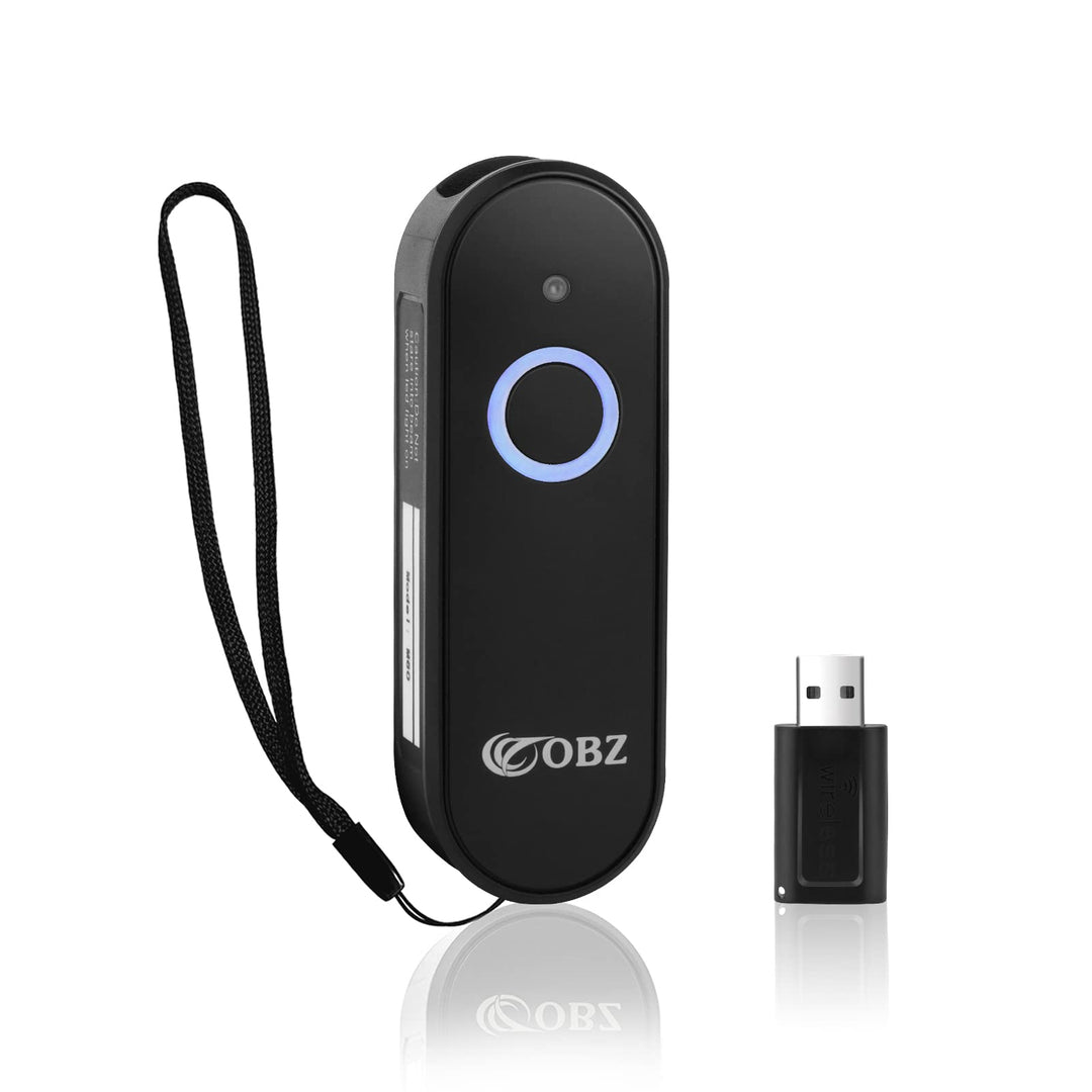 OBZ Mini 2D Barcode Scanner Bluetooth, Barcode Scanner Kabellos 3 in 1 USB & Bluetooth & 2.4G Wirele