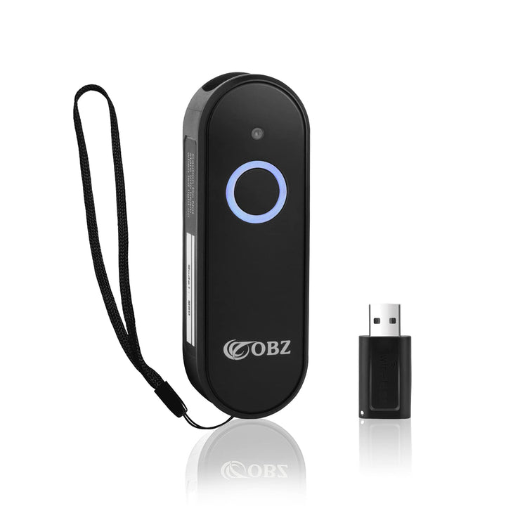 OBZ Mini 2D Barcode Scanner Bluetooth, Barcode Scanner Kabellos 3 in 1 USB & Bluetooth & 2.4G Wirele