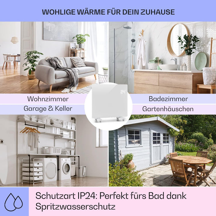 Klarstein Elektroheizung, Konvektor-Heizung mit Bodenrollen, Mobile Elektroheizung Energiesparend, L