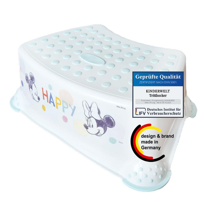 KiNDERWELT Premium Tritthocker für Kinder und Babys, weiss, Tritthocker Stufe für Kleinkinder ab 18
