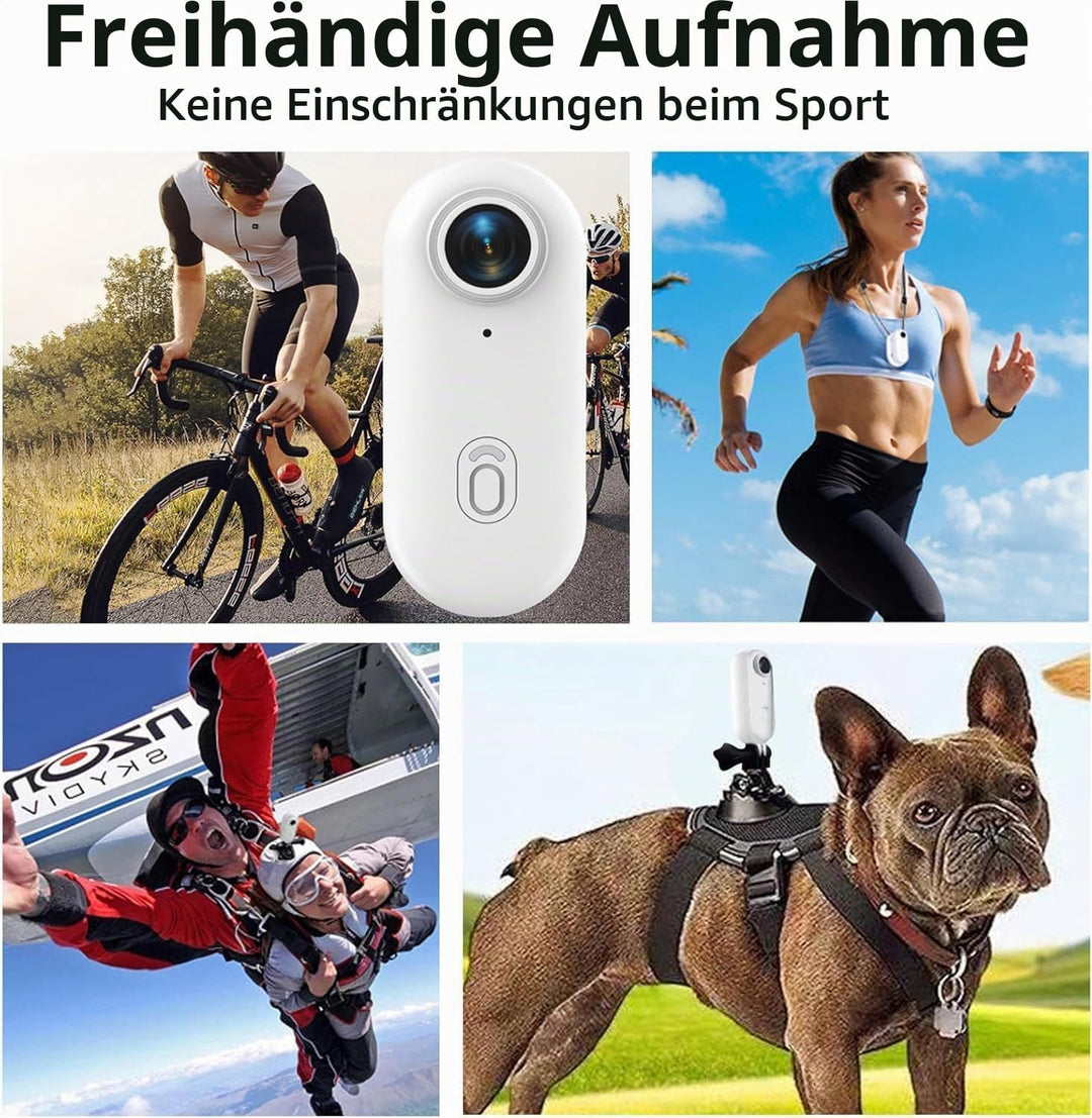 Mini Action Cam 4K,Tragbare Kamera mit 360° Drehbarem Clip und Magnetclip,Wasserdichter 4K-Körperkam