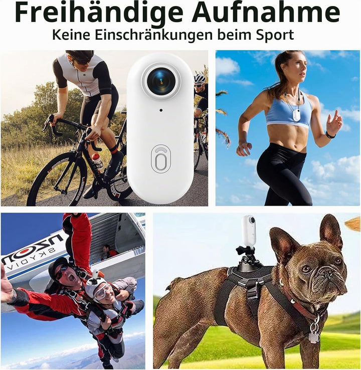 Mini Action Cam 4K,Tragbare Kamera mit 360° Drehbarem Clip und Magnetclip,Wasserdichter 4K-Körperkam