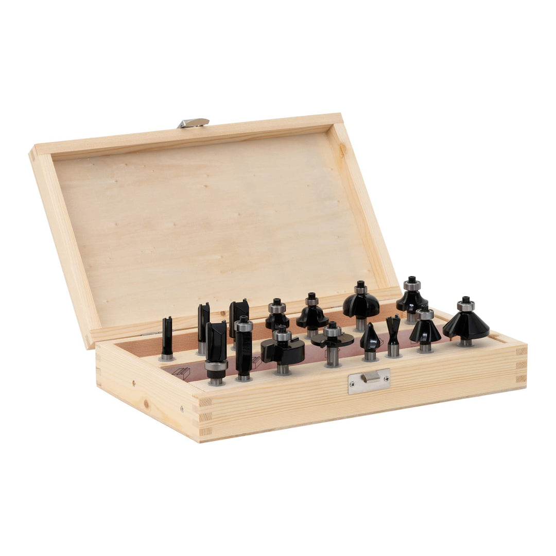 STIER Fräsersortiment, 15-teilig, 8 mm, Holzfräser, Fräser für Oberfräsen, Fräser Set Fräser Set 15