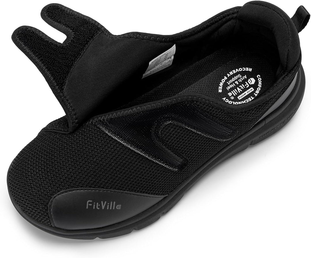FitVille Diabetiker Schuhe Herren Extra Weite Einstellbar Walking Schuhe für Fussschwellung erweiter
