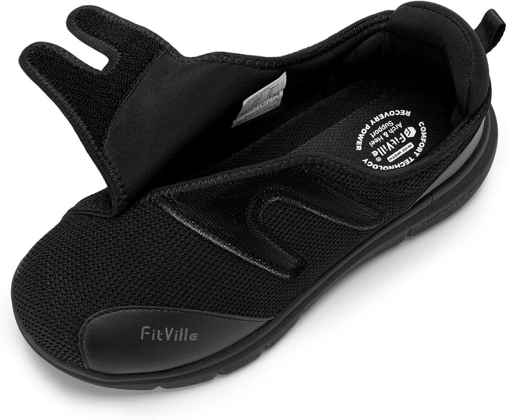 FitVille Diabetiker Schuhe Herren Extra Weite Einstellbar Walking Schuhe für Fussschwellung erweiter