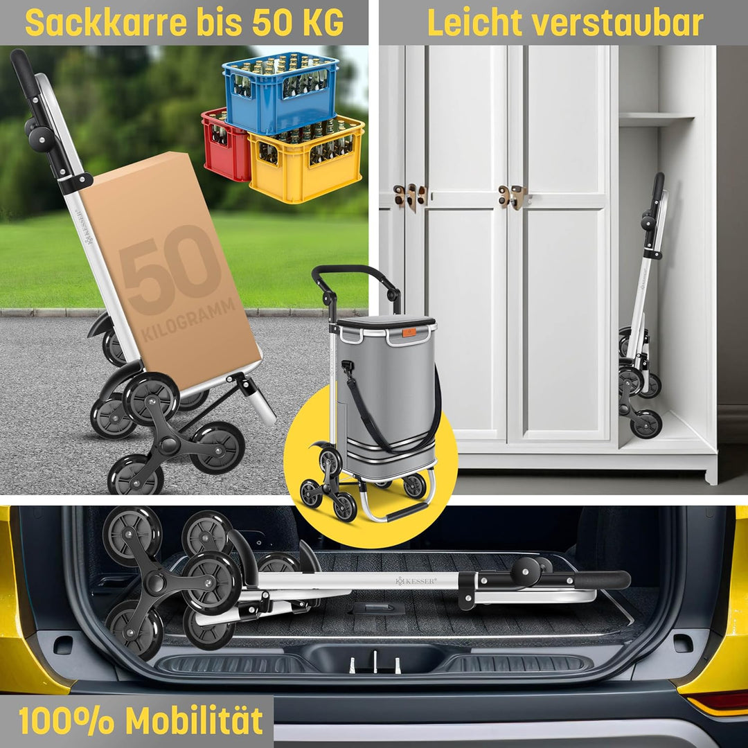KESSER® Einkaufstrolley Treppensteiger mit Kühlfach klappbar mit 56L Kapazität und belastbar bis 50k
