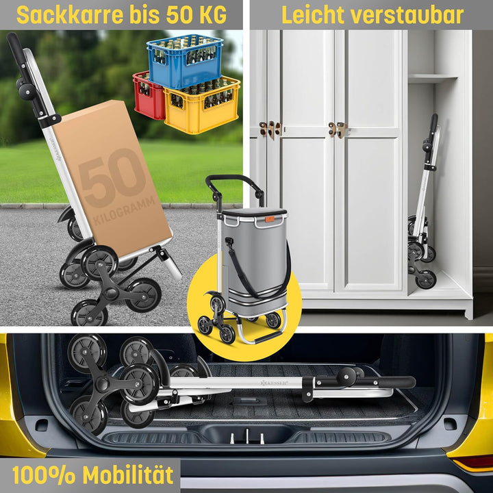 KESSER® Einkaufstrolley Treppensteiger mit Kühlfach klappbar mit 56L Kapazität und belastbar bis 50k