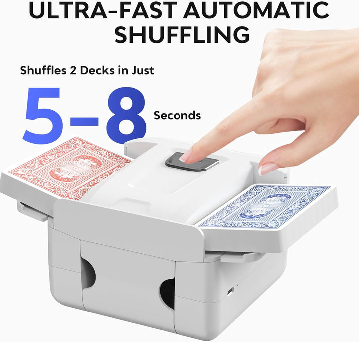 Elektrischer Kartenmischer, 2000mAh Wiederaufladbare Kartenmischmaschine für 1–2 Kartendecks, Karten
