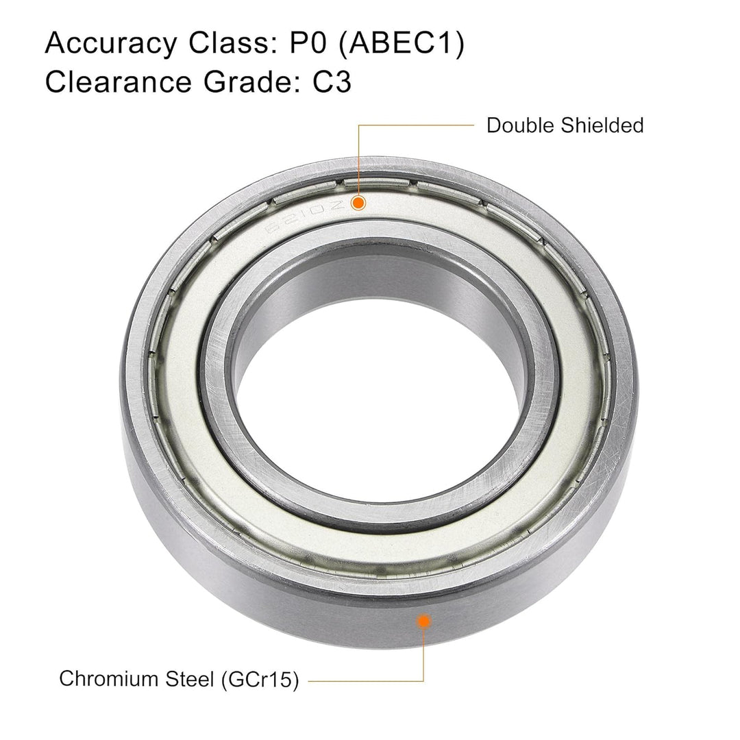 sourcing map 2 Stück 6210ZZ Rillenkugellager 50 mm Bohrung 90 mm Aussendurchm. 20mm Dick Doppelt Ges