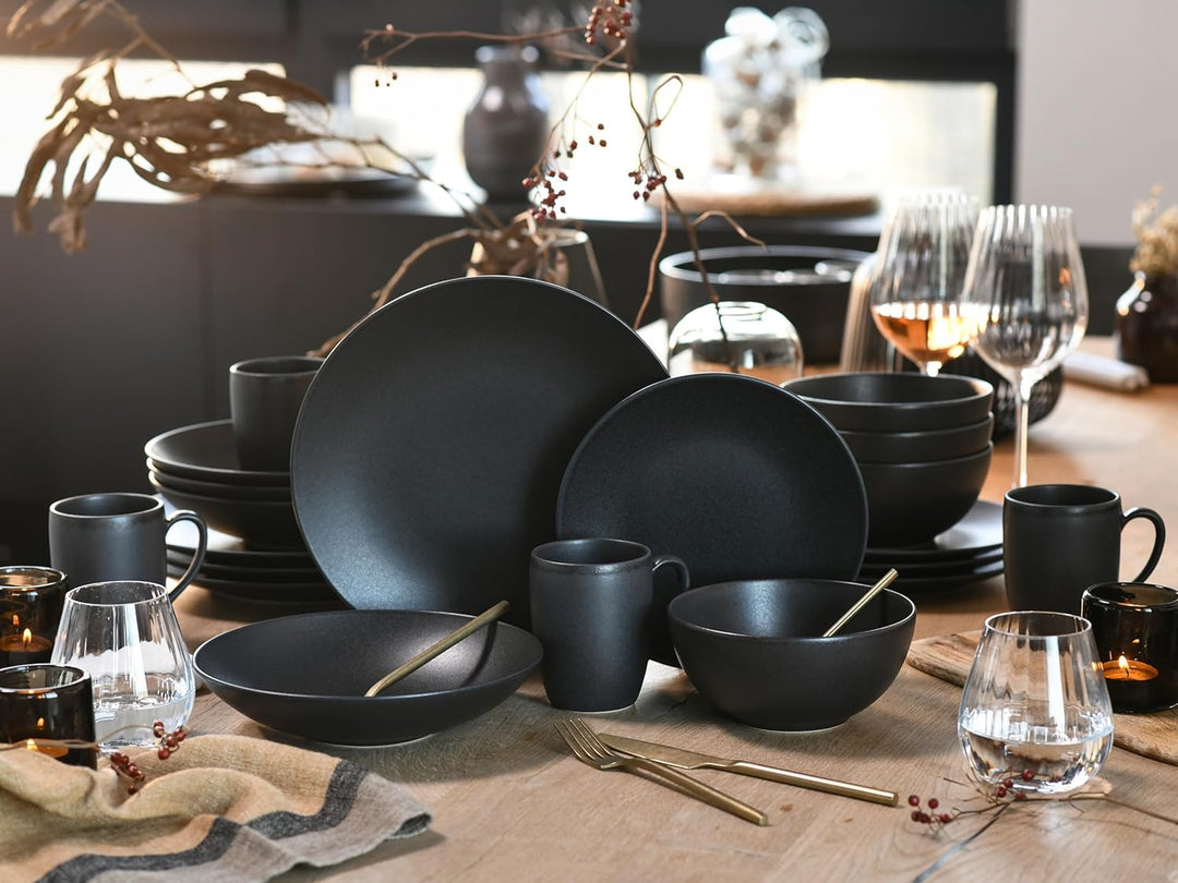CreaTable, 23146, Serie SOFT TOUCH BLACK, Geschirrset, Kombiservice 20 teilig