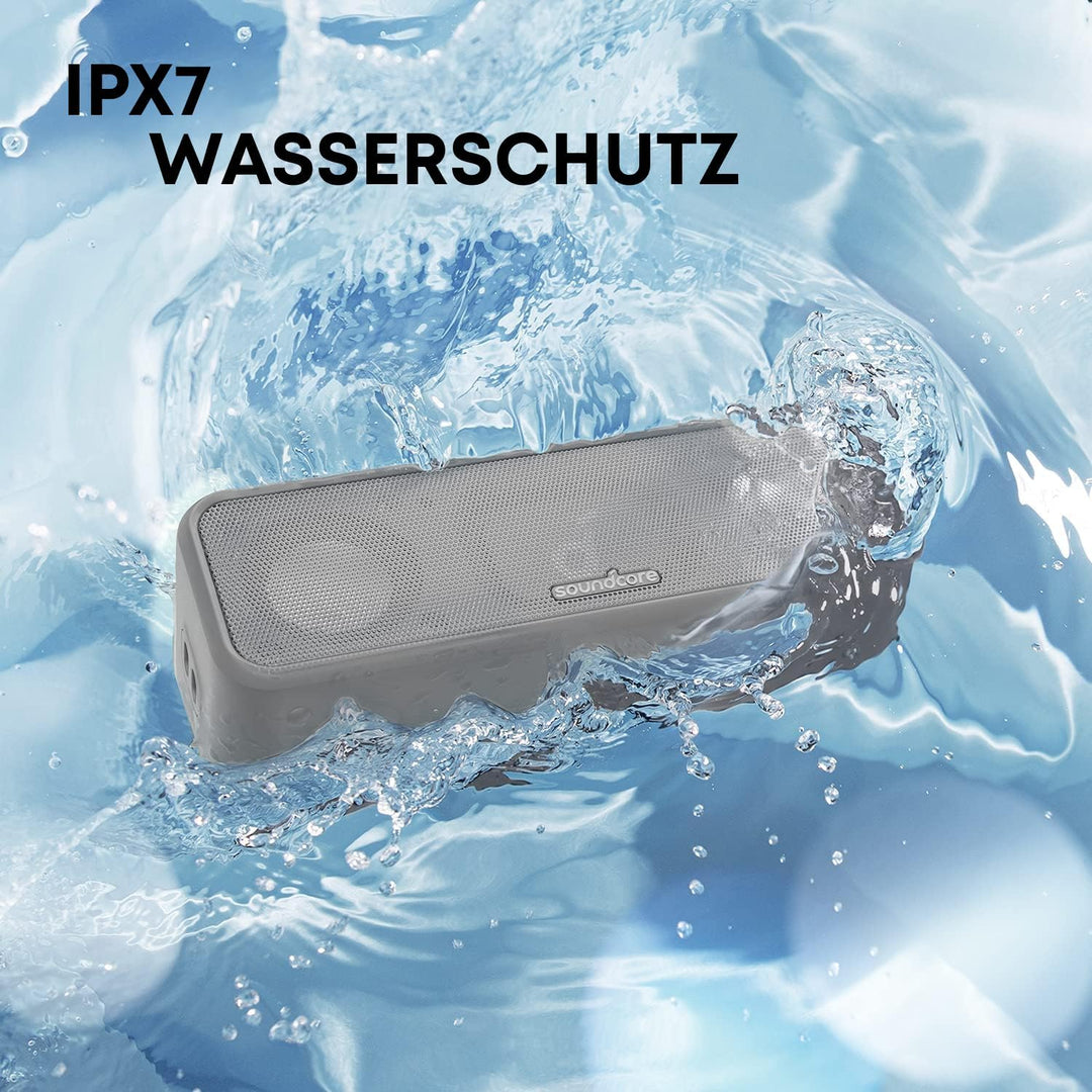 soundcore 3 Bluetooth Lautsprecher, Stereo-Sound, Audiotreiber mit Titan-Membran, PartyCast, BassUp,