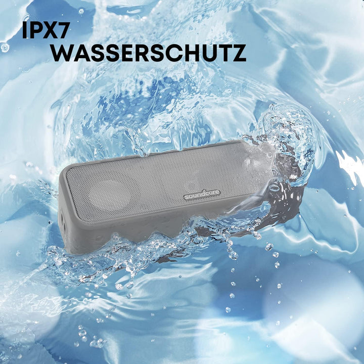 soundcore 3 Bluetooth Lautsprecher, Stereo-Sound, Audiotreiber mit Titan-Membran, PartyCast, BassUp,