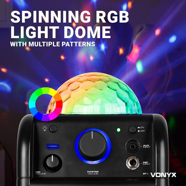 Vonyx SBS50P Karaoke Box mini Blockrocker Lautsprecher, Karaoke Maschine mit 1 Mikrofon und Akku Mus