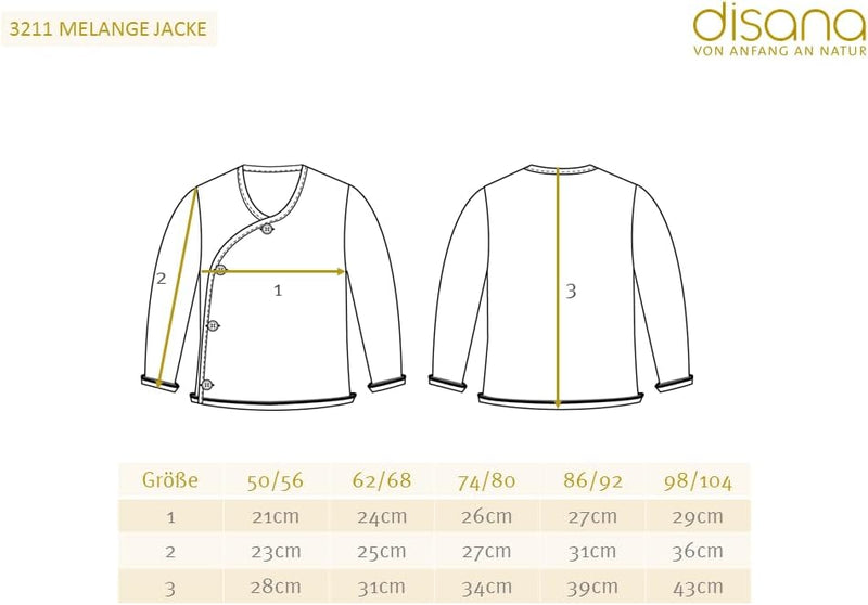 Disana MELANGE-JACKE, mit Wickelverschluss | 100% Bio-Merinowolle GOTS, IVN Best | Newborn Baby Klei