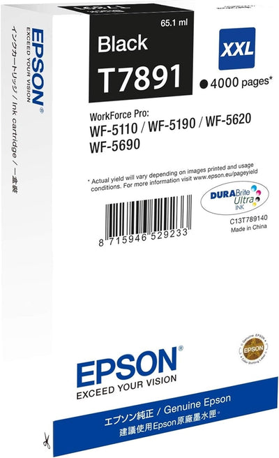 Epson Original T7891 Tinte, Singlepack schwarz, Extra hohe Kapazität