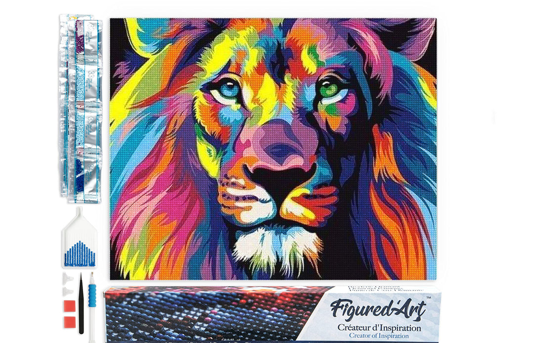 Figured'Art Diamond Painting Erwachsene 40x50cm Ganze Leinwand gerollt Schöner Löwe Pop Art 5D Bilde