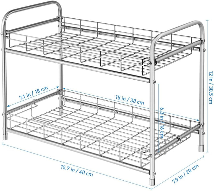 BESTonZON 2-Tier Gewürzregal mit ausziehbarem Design.Küche Counter Storage Organizer Halter für Gewü