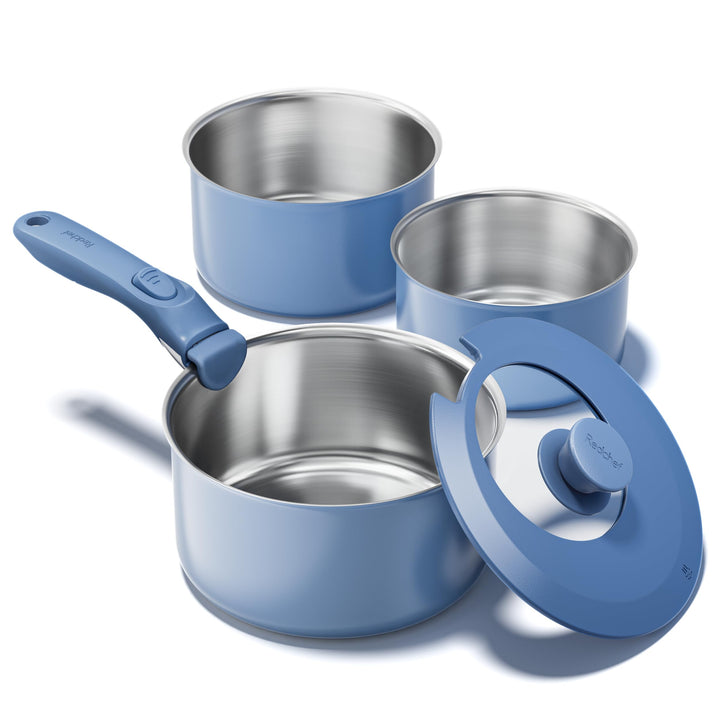 Redchef Topfset mit Abnehmbaren Griffen 5-teilig, Edelstahl Töpfe Set unbeschichtet 16/18/20cm und 3