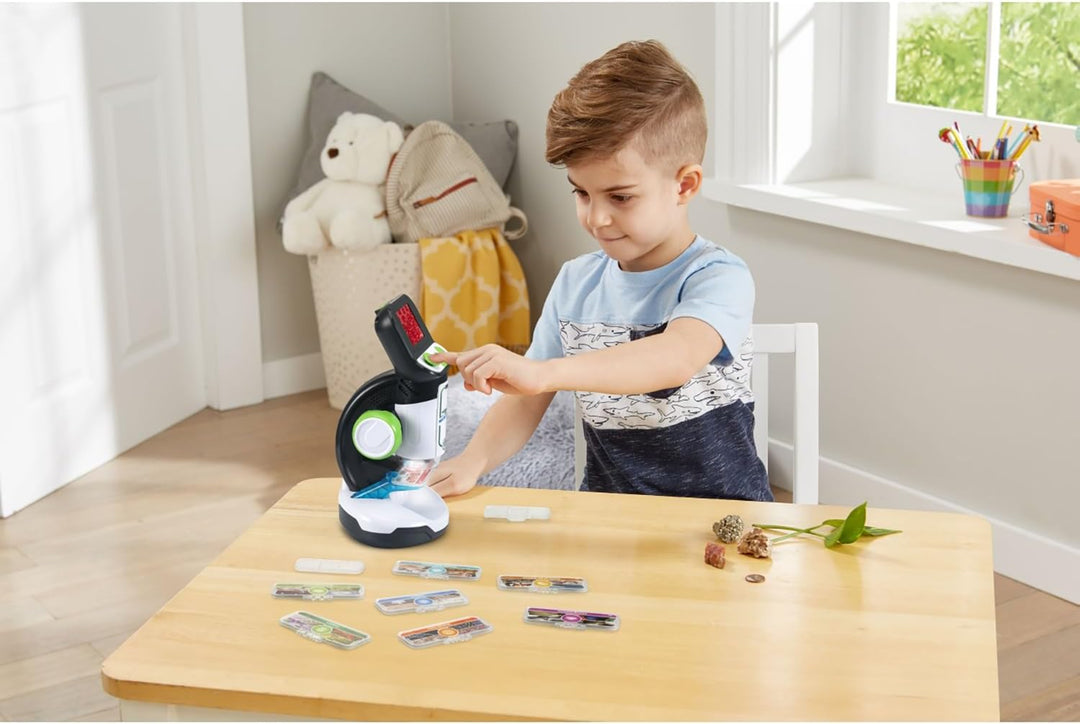 VTech Interaktives Videomikroskop, digitales Kindermikroskop mit Original-Video, 2,4-Zoll-Bildschirm