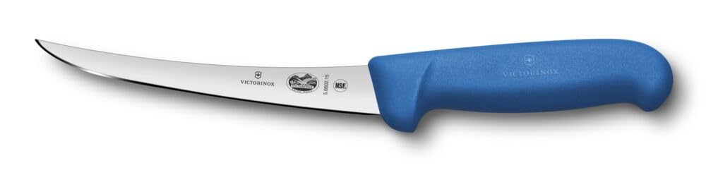 Victorinox Fibrox Ausbeinmesser, Scharfes Küchenmesser für Fleisch und Fisch, 15 cm, Gebogene Klinge