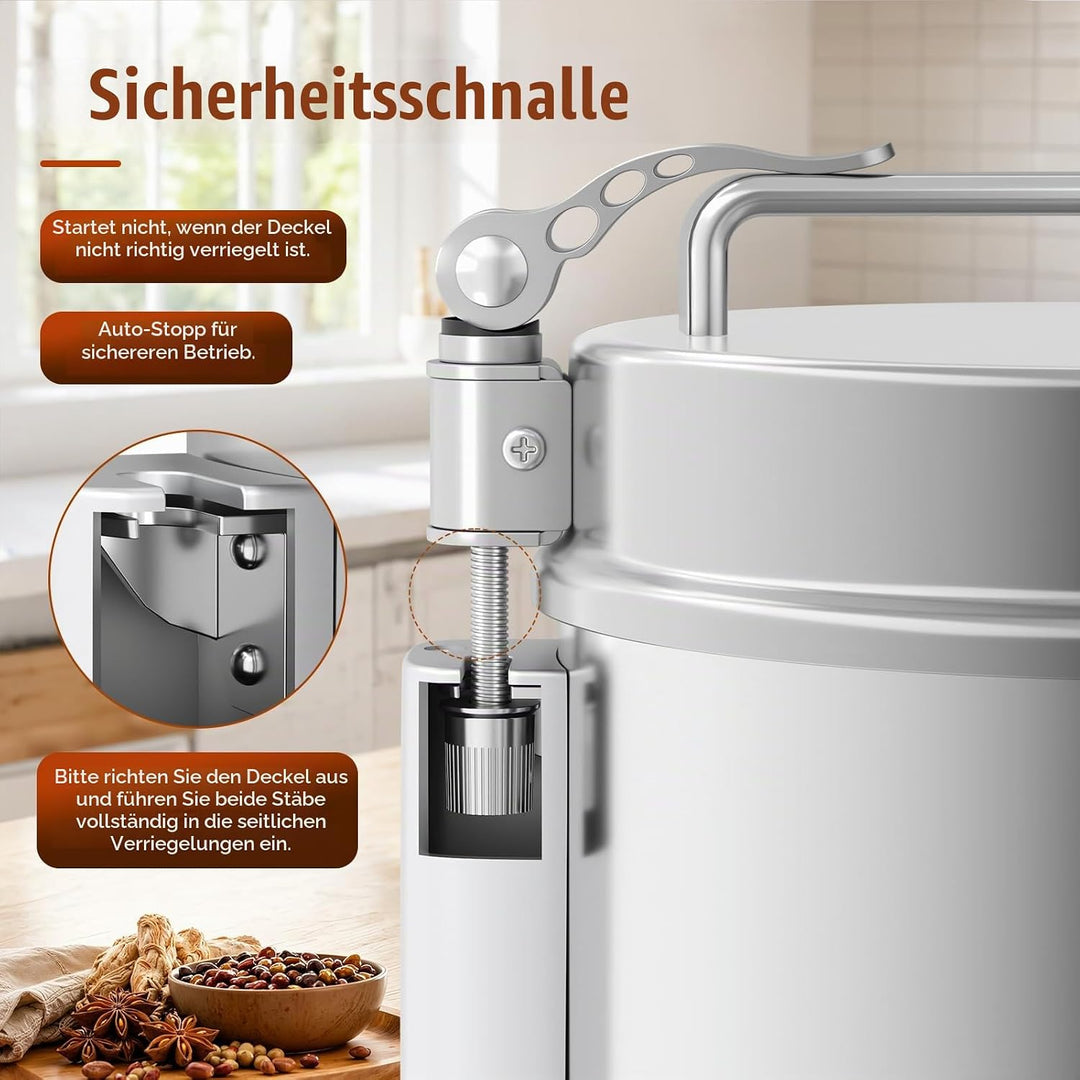 Getreidemühle Elektrisch 800g mit Timer, Überhitzungsschutz, Schwenktyp, 800g