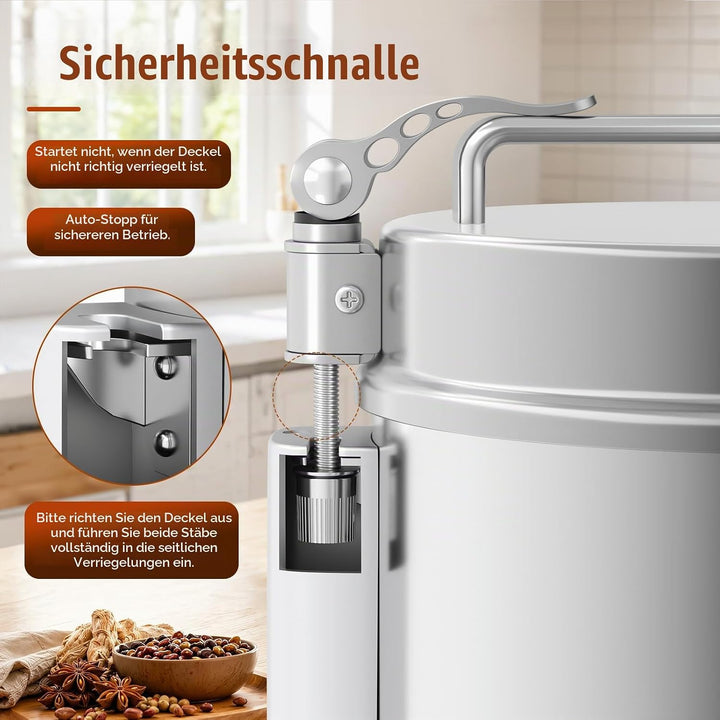 Getreidemühle Elektrisch 800g mit Timer, Überhitzungsschutz, Schwenktyp, 800g