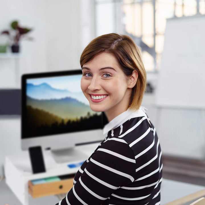 Relaxdays Monitorständer Bambus, Bildschirmerhöhung mit 2 Schubladen & Fächern, Lapdesk HBT 14 x 60