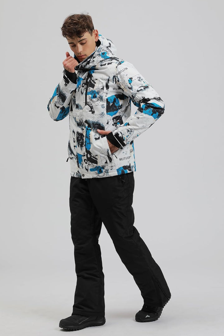ALSOGO Herren Ski Jacke und Hosen Set Ski Anzug Winter Wasserdicht Winddicht Kapuze Schneemantel 2-S