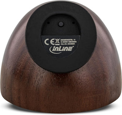 InLine 55380H woodwoom, Mini Bluetooth Walnuss-Holz Lautsprecher, 52mm, braun