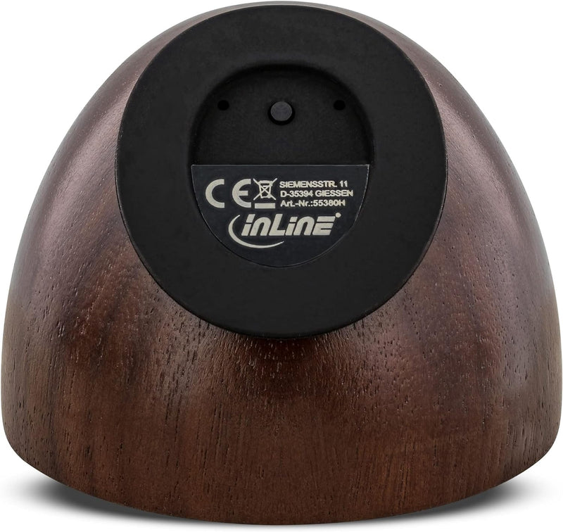 InLine 55380H woodwoom, Mini Bluetooth Walnuss-Holz Lautsprecher, 52mm, braun