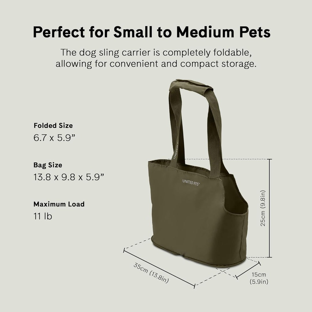 United Pets Lazy Dog Design Tragetasche für Hunde, leicht, faltbar, Grün Grün L 35 x B 15 x H 25 cm